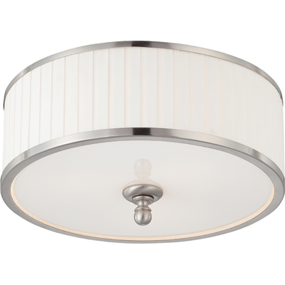 Nuvo Lighting 60/4741  Candice - 3 Light Flush Dome Fixture with Pleated White Shade in Brushed Nickel Finish